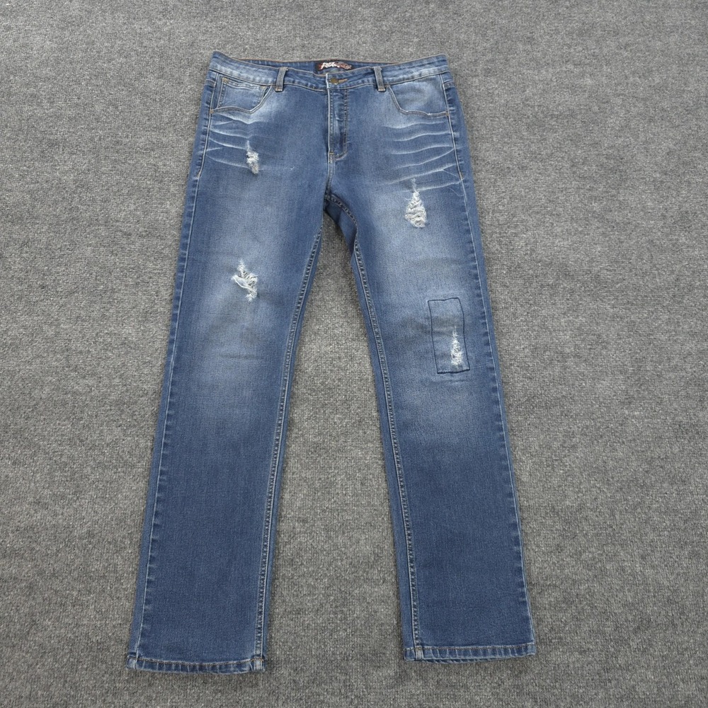 No Fear Jeans Mens 32x30 Blue Slim Straight Distressed Denim Casual‎ Streetwear